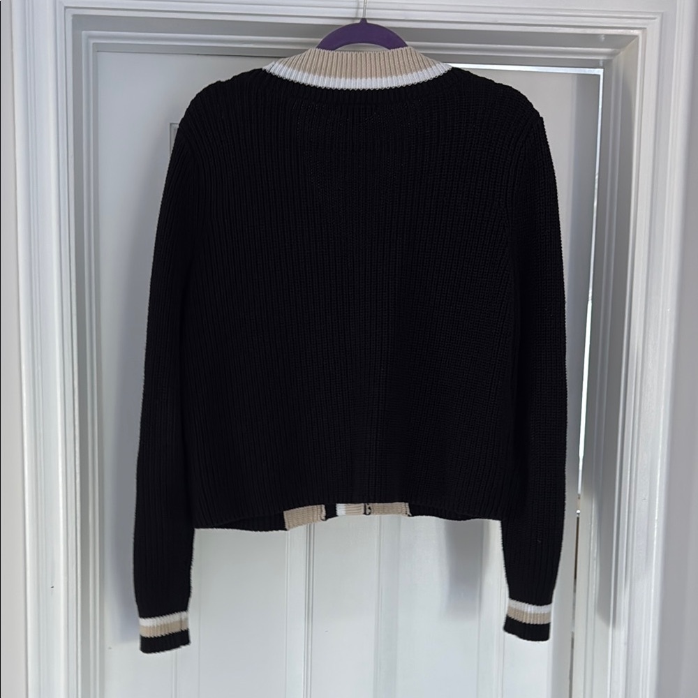 Women's Black and Cream Cardigan Sweater - Picture 7 of 8